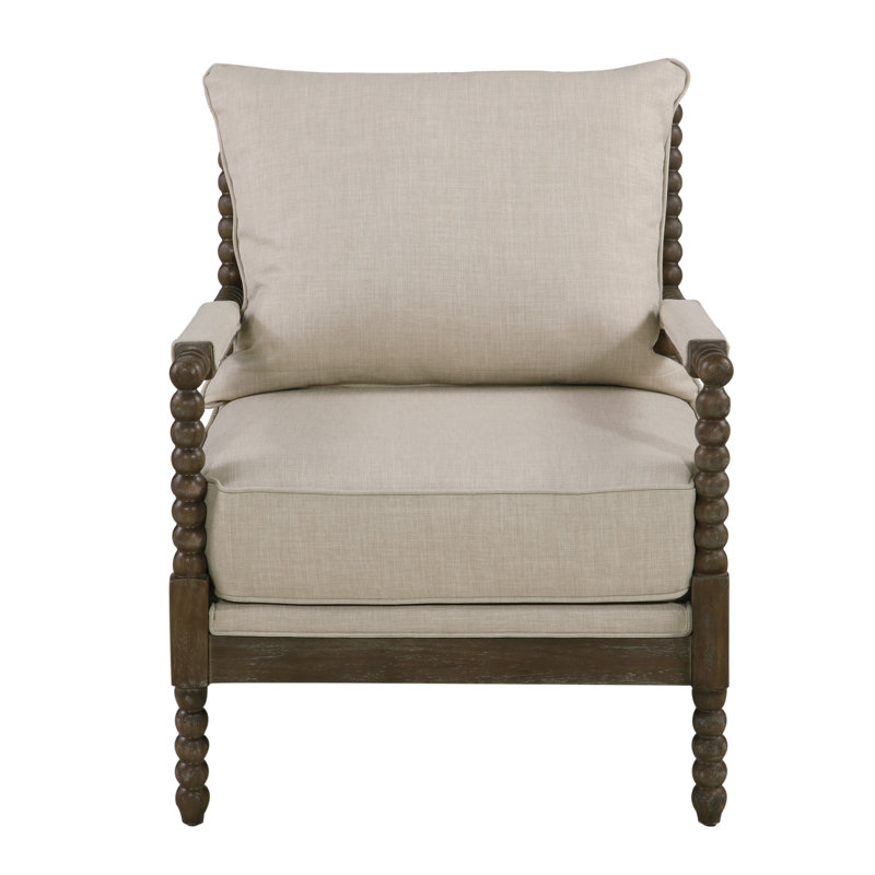 Fauteuil d'appoint rembourré Herndon, Brun, 100 % polyester beige