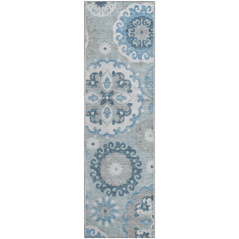 Premium Machine Washable Prisco Sky Rug, Runner 2'3" x 7'6"