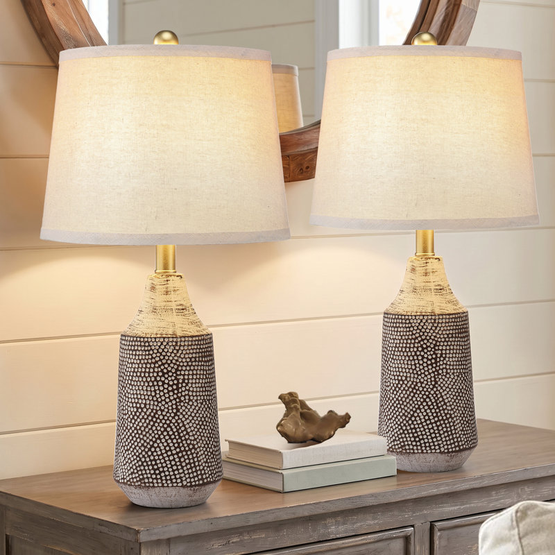 Ensemble de lampes de table en céramique de 23 po ChenJoss, convient aux chambres à coucher, aux salons, aux bureaux et aux bureaux (ensemble de 2)