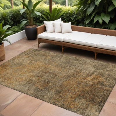 Tapis intérieur lavable abstrait beige et taupe 9 pi x 12 pi brun