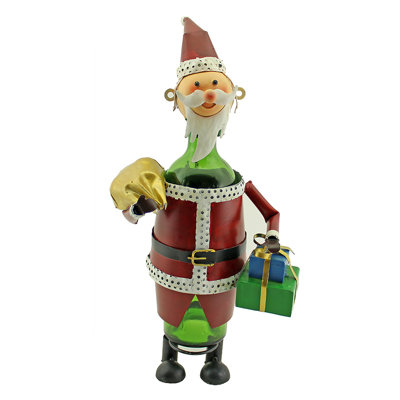 Support à vin de table 1 bouteille «Happy Santa» avec sac et boîte-cadeau