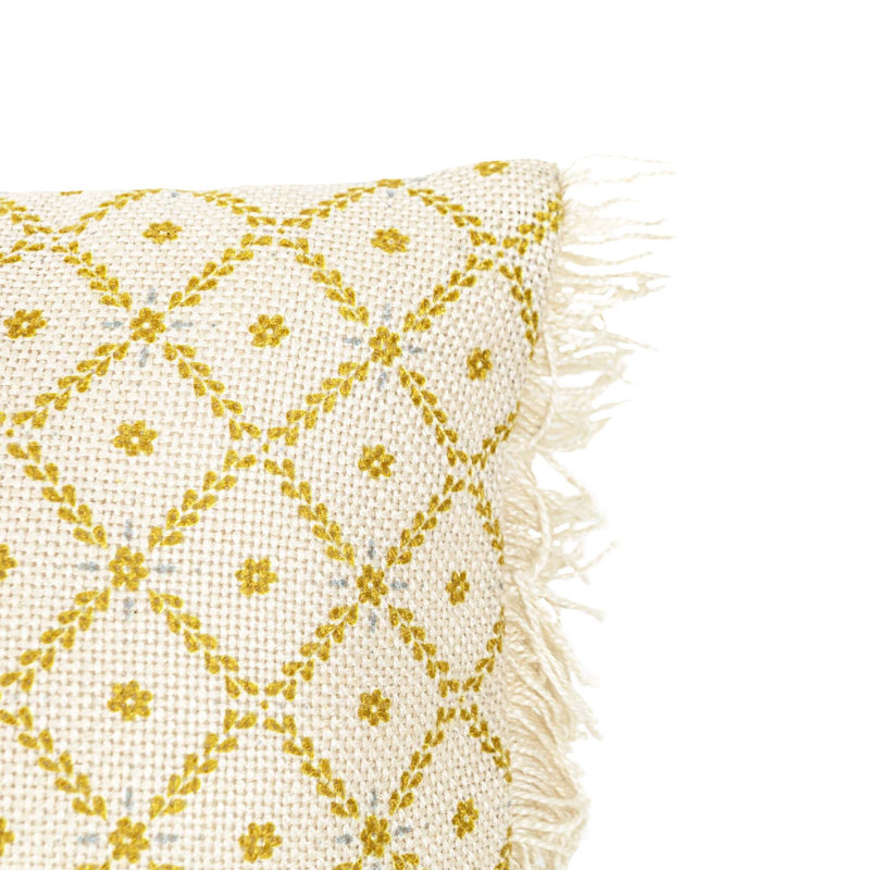 Boho Fringed Outdoor Throw Pillow, Height(14") x Width(22")