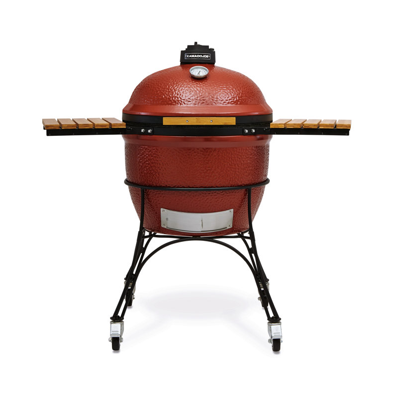 24" BigJoe Charcoal Grill with Side Shelves, Red