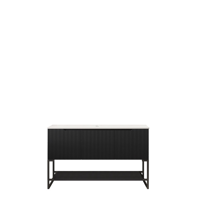Coiffeuse Luxstone avec comptoir en pierre frittée, Black