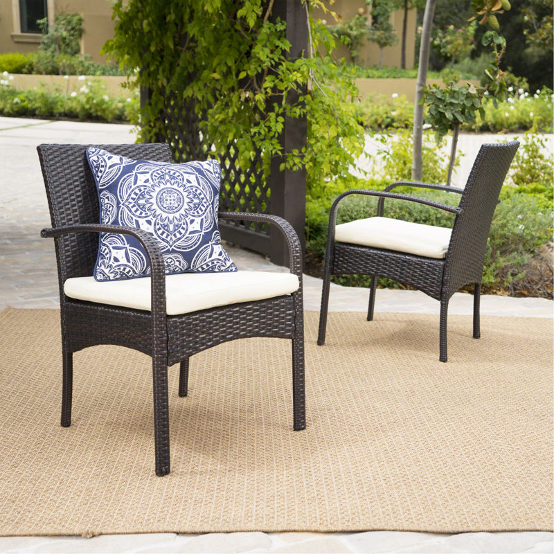 [Ensemble de 2] FAUTEUIL EN PE WICKER, Beige, Brun