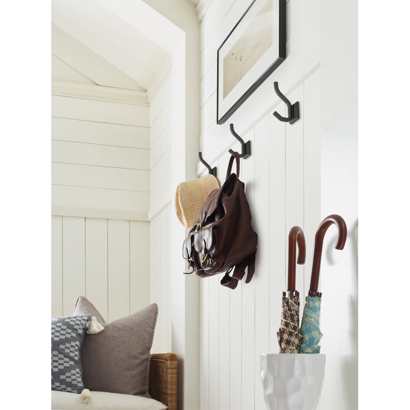 Aliso Transitional Double Prong Decorative Wall Hook, Matte Black