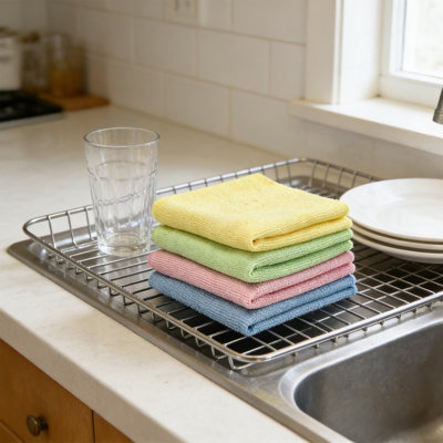 Bath TowelsUltras-fine Microfiber Waffles Weave Kitchen Cleaning Cloth Super Soft Highly Absorbent Quicks-drying Cleaning Towel Furniture Cleaning Cloth 4 Piece