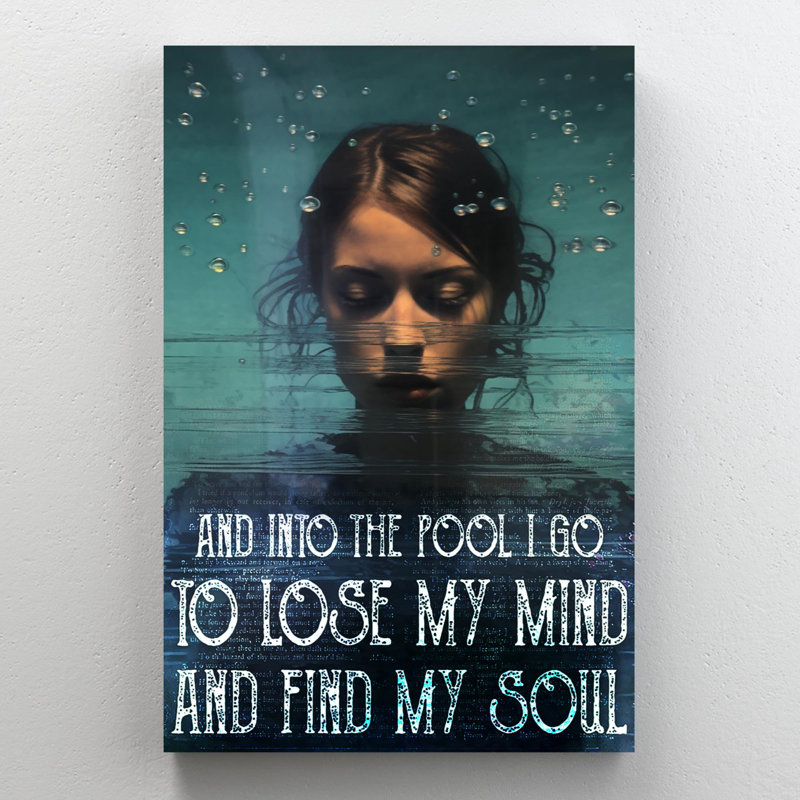 «Swim And Into The Pool I Go» - 1 pièce Rectangle Gr «Swim And Into The Pool I Go», reproduction d'art graphique sur toile tendue