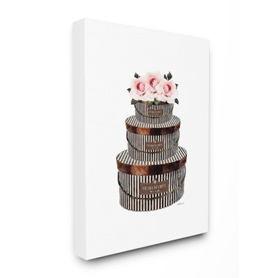 " Striped Hat Boxes With Roses "