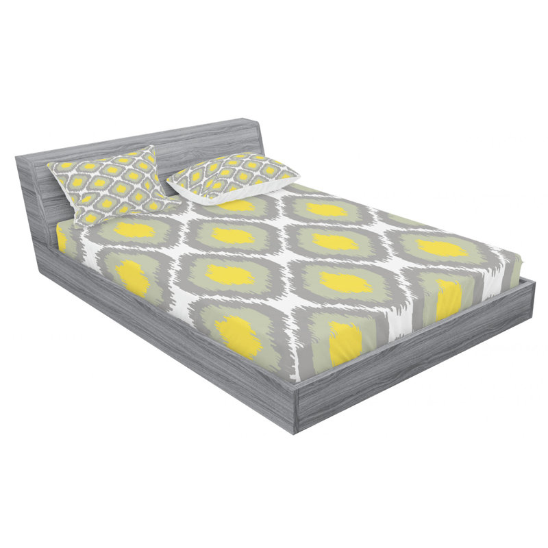 Microfiber Ikat Sheet Set, Queen Sheet Set with Fitted Sheet