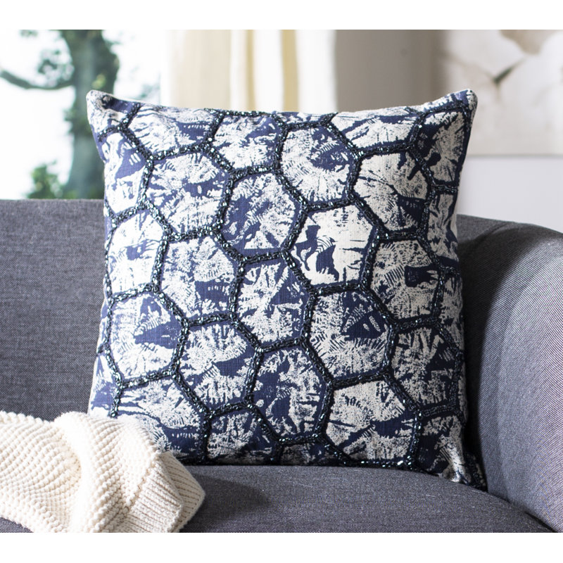 Delra Embroidered Cotton Throw Pillow