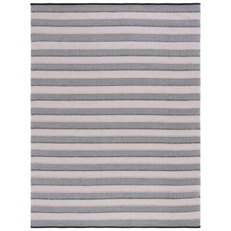 Tapis rayé kilim 803 ivoire / noir, Rectangle 8 pi x 10 pi