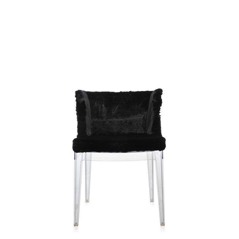 Mademoiselle Upholstered Armchair, Transparent, Black Faux Fur