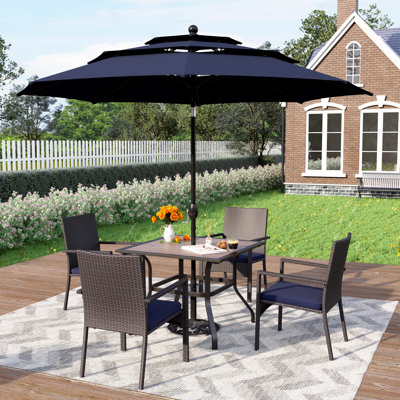 Alyah 4 - Person Patio Dining Set with Square Table , Cushions Included
