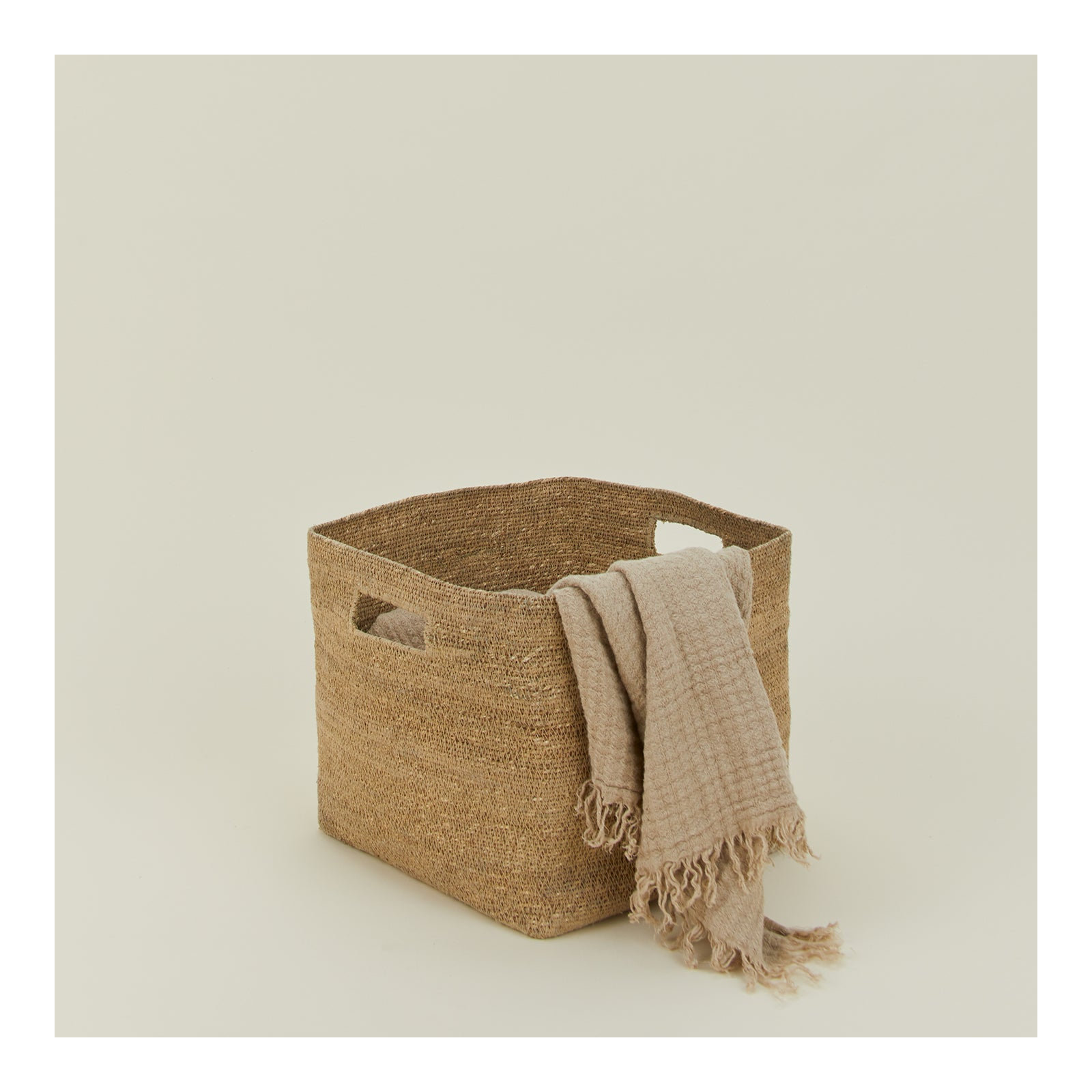 Essential Laundry Basket with Handles, Natural, 12" H x 13" W x 13" D