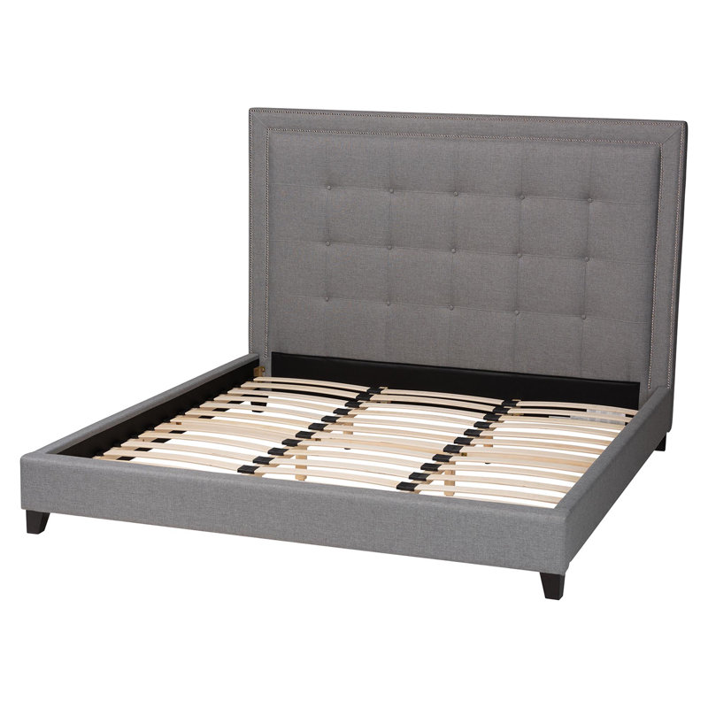 Chelsia Upholstered Platform Bed, King, Gray