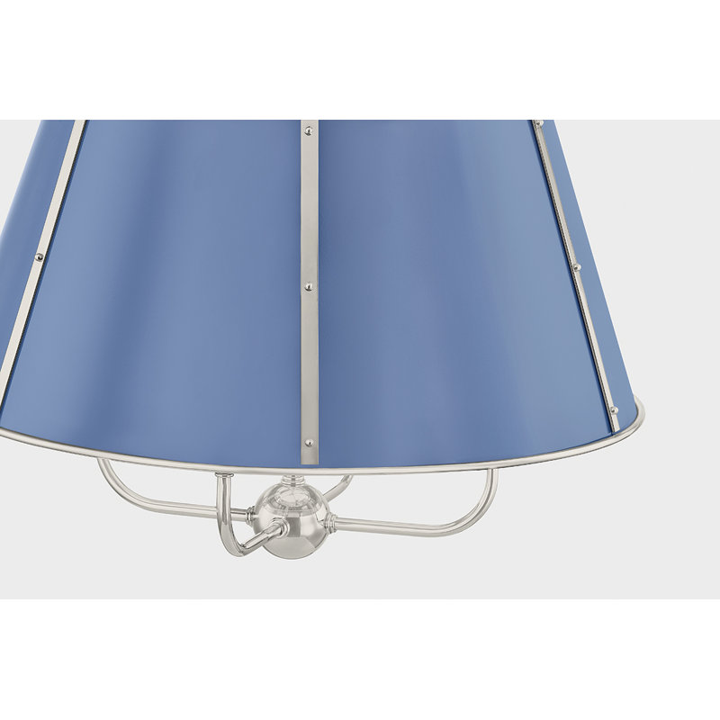 Cambridge Chandelier in Aged Brass/Soft Crimson by Mark D. Sikes, 19.5" H x 20.25" W x 20.25" D, Nickel/Blue, 4 Lights