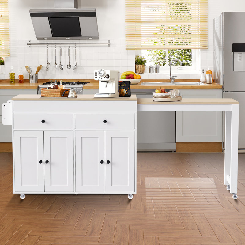 74.5 " W Kitchen Island, Off White