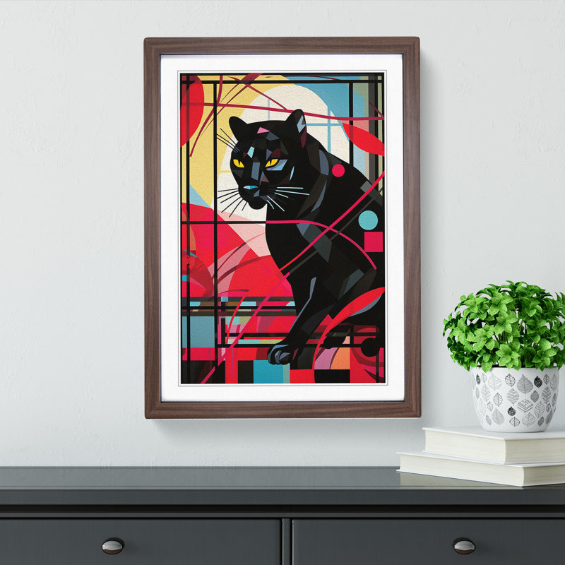 Panther Constructivism No.2 - Single Picture Frame Print on Wood, Walnut Framed, 34cm H x 25cm W