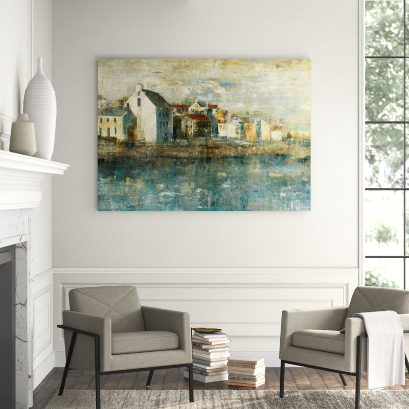 Coastal Village Painting by Alexys Henry, Outdoor, 50" H x 70" W