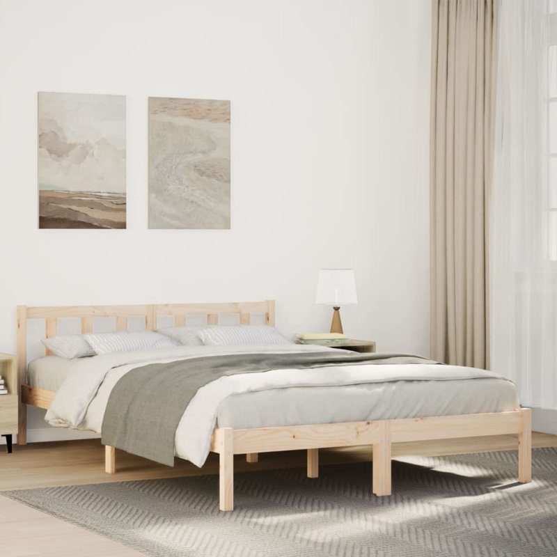 Deron Solid Wood Bed, natural, 140 x 210 cm