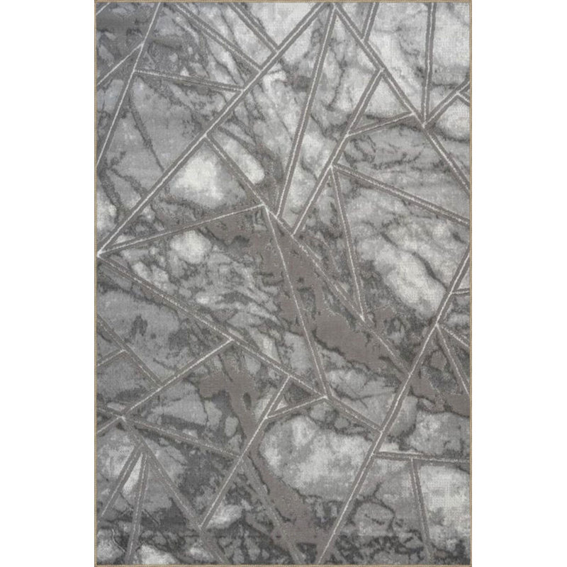 Tapis tissé à motif croisé gris, Rond 3 pi 3 po