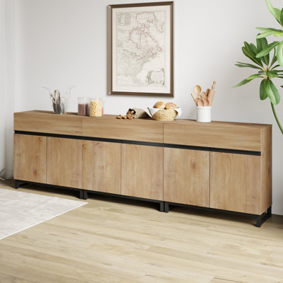 Buffet multifonctionnel Aadam 3-en-1, armoire de rangement moderne avec tablette réglable et base en métal, armoire à café pour le salon et la cuisine