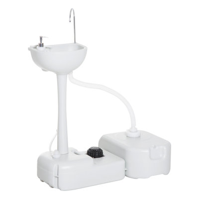 Kleankin Portable Camping Sink with Foot Pump, 4.5 Gal Fresh Water & 6.3 Gal Waste Tank, Hands-Free Handwashing Station for RV, Outdoor Events, and Tailgating