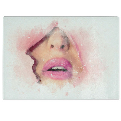 Tempered Glass Lips Breaking Through Chopping Board