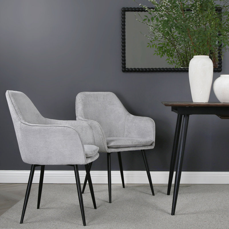 46cm H Upholstered Metal Upholstered Back Armchair, Black, Grey