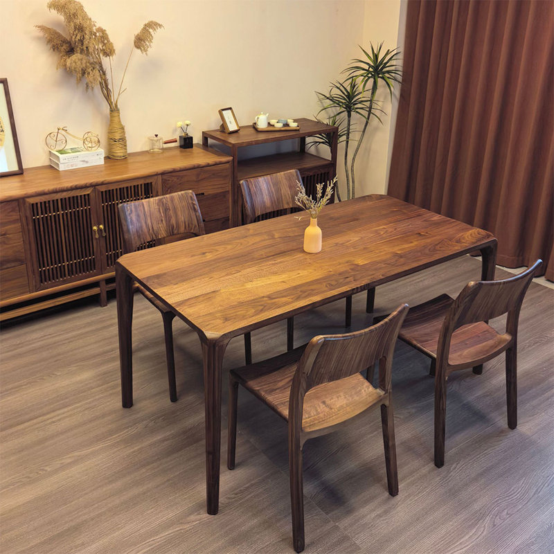 Black walnut modern dining table sets, 29.72"H x 70.87"L x 31.5"W