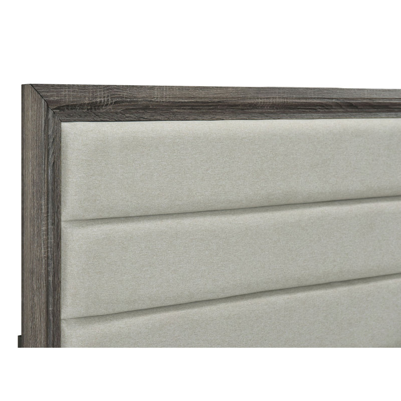 Lit tapissier Mid-Century moderne pour chambre à coucher, Très grand lit, Chêne brun