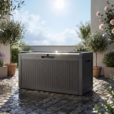 75 Gallon Waterproof Resin Rattan Deck Box with Seat