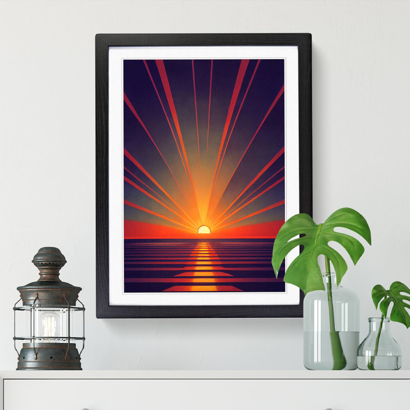 Sunset Industrial - Single Picture Frame Print, 34cm H x 25cm W x 2cm D, Walnut
