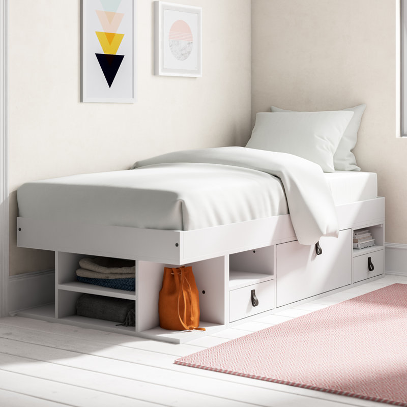 UK Single - DE 90 X 190 Cm Solid Wood Ottoman Storage Bed, White