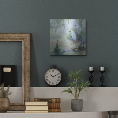 Red Barrel Studio 'Snowy Egrets In Wetlands' by Floy Zittin Metal Wall Art