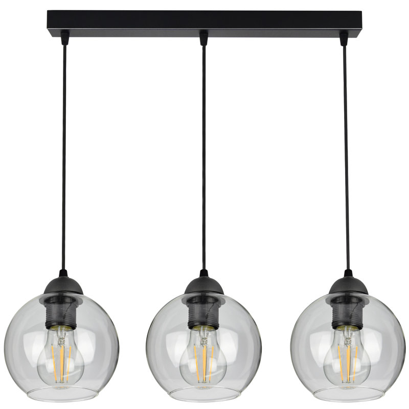 Ball pendant light 3-light Lolas, Transparent