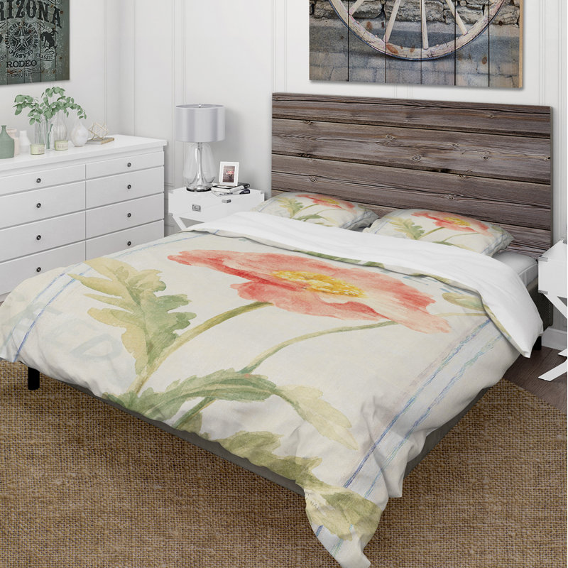 Polyester Weave / Muslin Floral Duvet Cover, Full/Queen Duvet Cover + 2 Shams