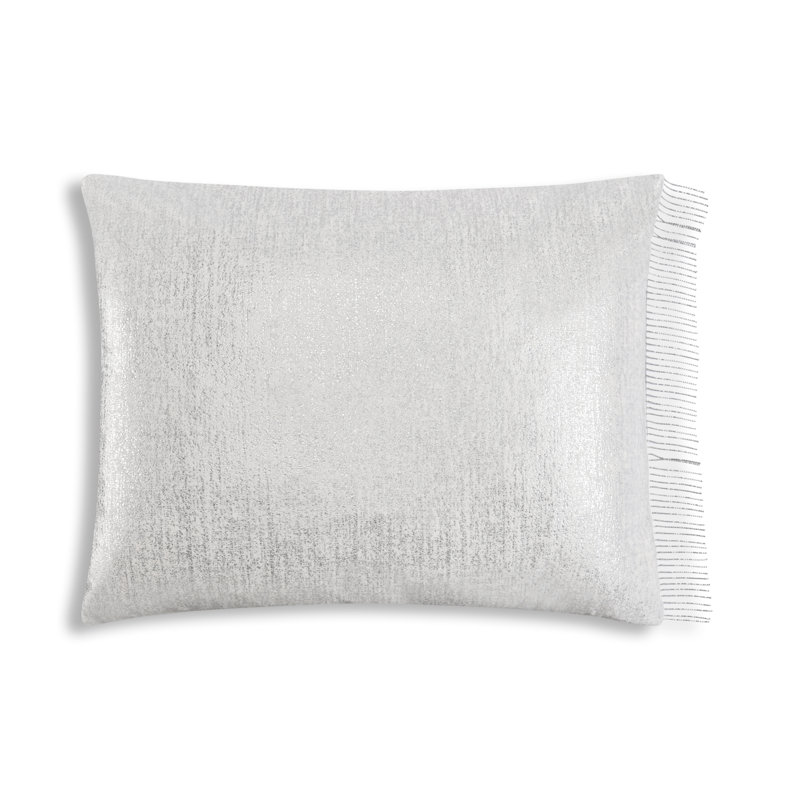 Maya Velvet Lumbar Pillow Cover & Insert, White/Silver