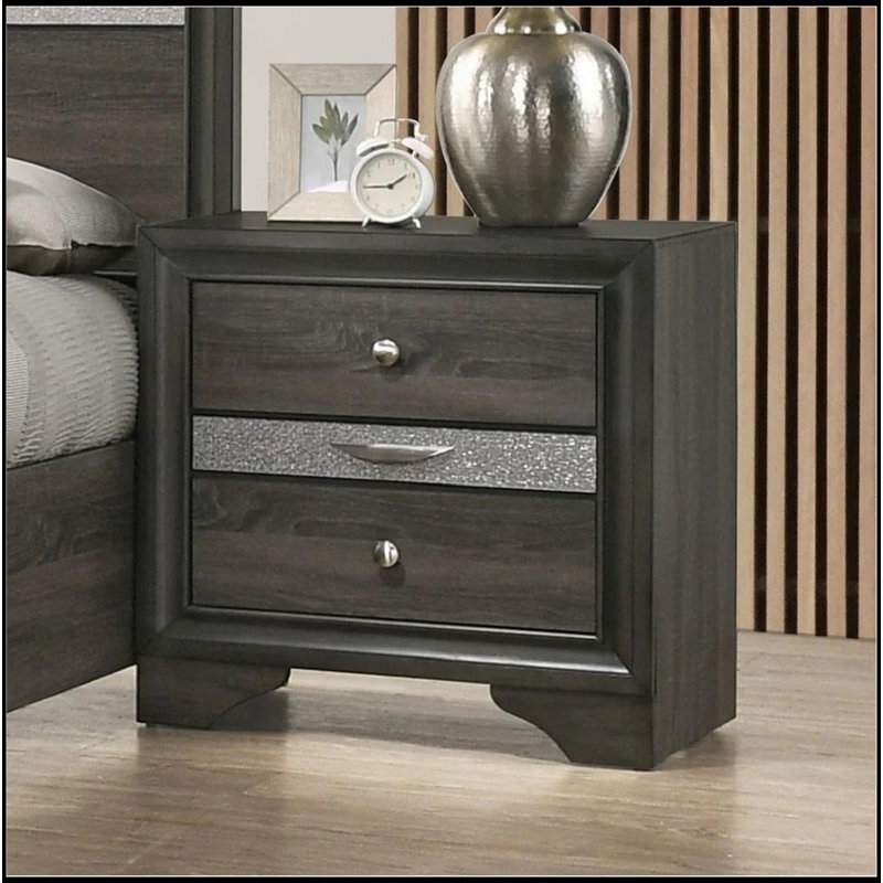 Table de chevet avec tiroirs, Gris