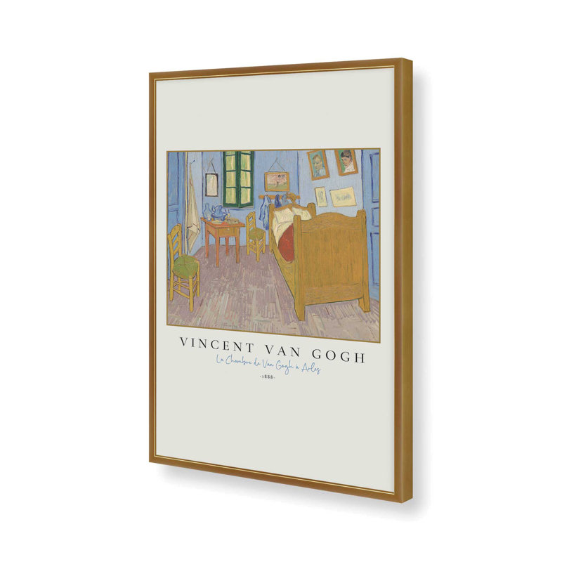 La Chambre v3 de Van Gogh, H 21,25 po x l 17,25 po x P 1,25 po, Reproduction encadrée sans passe-partout, Or poli