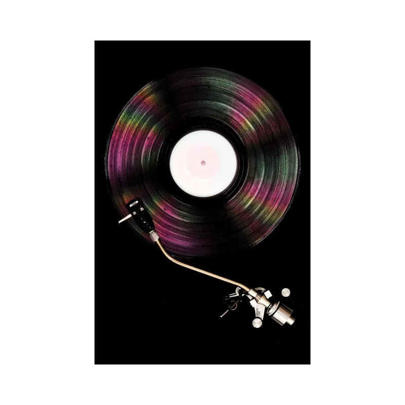 Spinning Record Portrait Colour by Tom Quartermaine - Wrapped Canvas Print, 20.32 cm H x 30.48 cm W