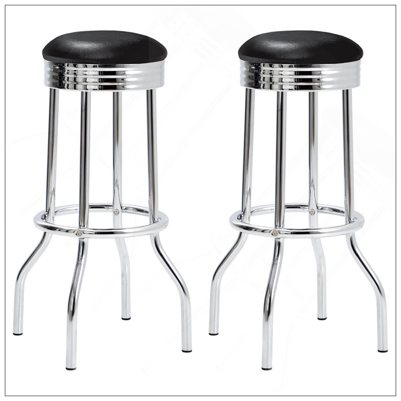 Ensemble de 2 tabourets de bar rétro et modernes avec sièges en similicuir et pieds chromés pour plus de confort et de style