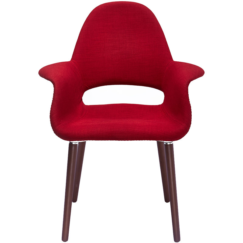 Robelmont Set of 2 Dining Chairs - Mid-Century Modern Upholstered Armchairs with Dark Wood Legs - Kitchen & Dining Room Accent Chairs