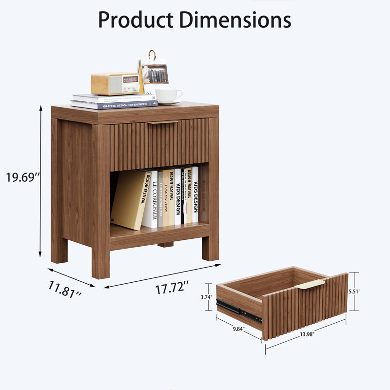 19.69" Tall 1 - Drawer Nightstand (Set of 2)