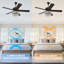 Ventilateur de plafond 52 po à 5 pales en cristal avec lumière et télécommande, 6 vitesses, moteur CC réversible, minuterie-1473284464