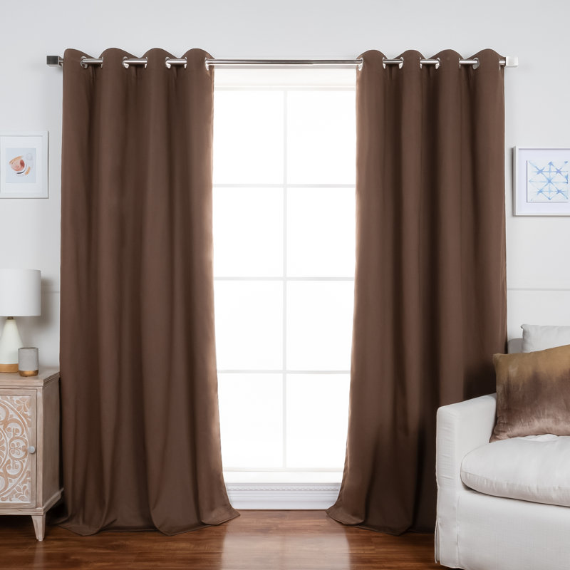 Rideau en mélange de coton, L 52 po x L 84 po, Brun