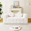 Canapé moderne désossé avec coussins décoratifs circulaires, tissu en polyester à poils longs texturé litchi doux pour la peau, tissu à carreaux-121051529
