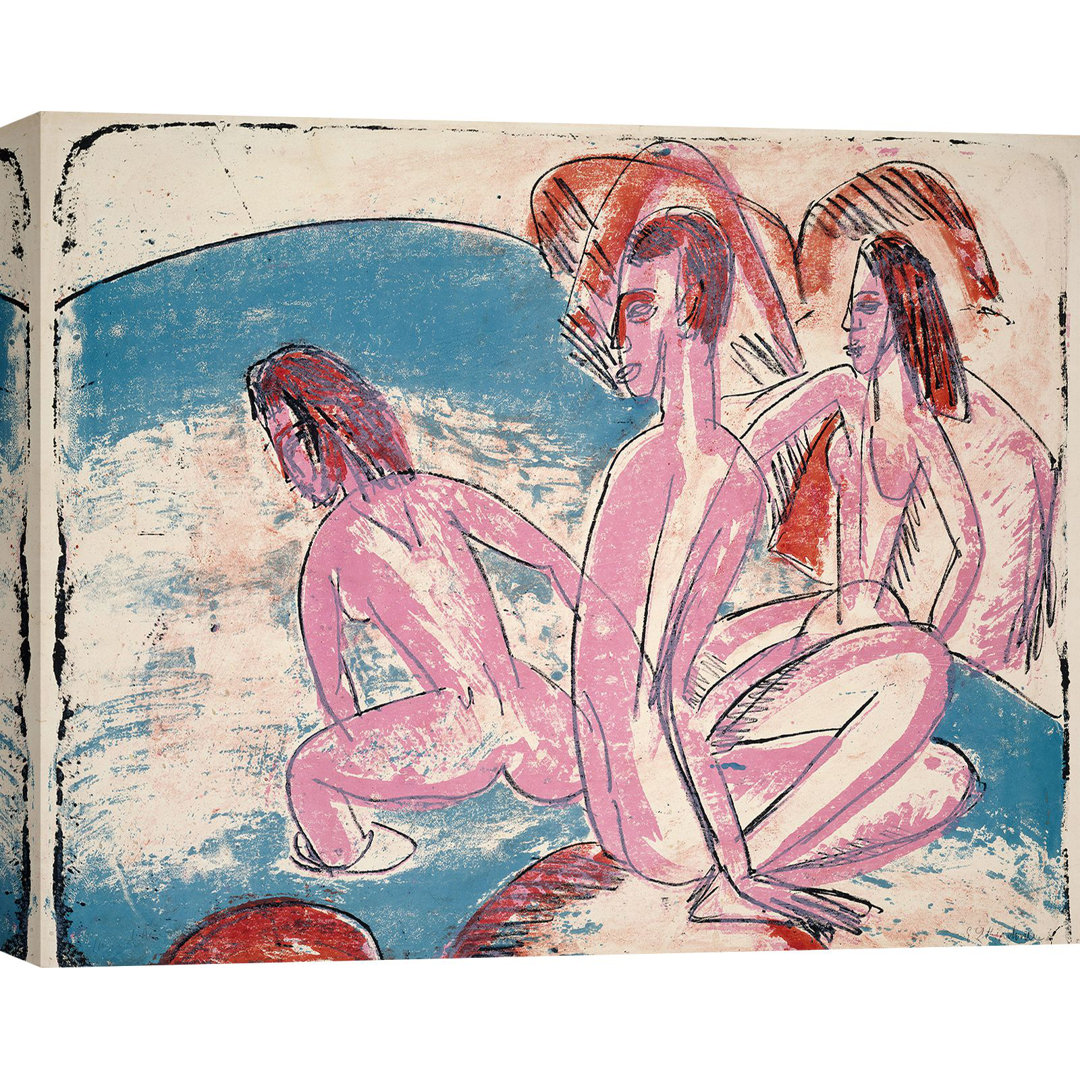 Drei Badende bei Steinen von Ernst Ludwig Kirchner