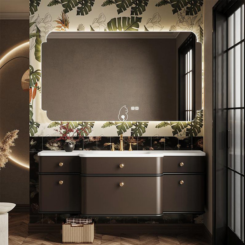 Armoire de salle de bain élégante de style français., H 19,69 po x l 47,24 po x P 21,65 po, Marron foncé